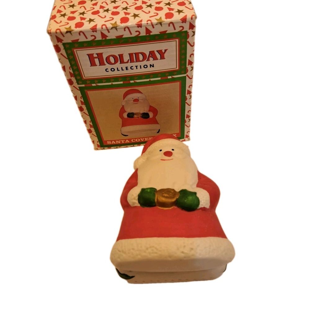 Holiday Collection Ceramic Santa Claus Trinket Box Multicolor 1995